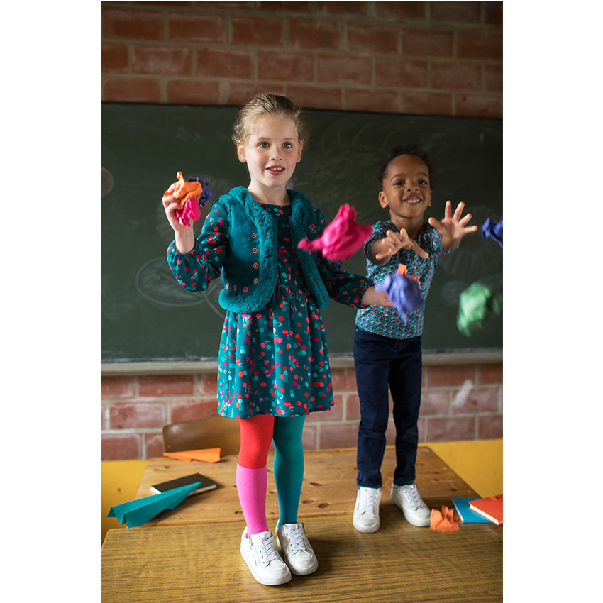 Robe manches longues à pois all-over 