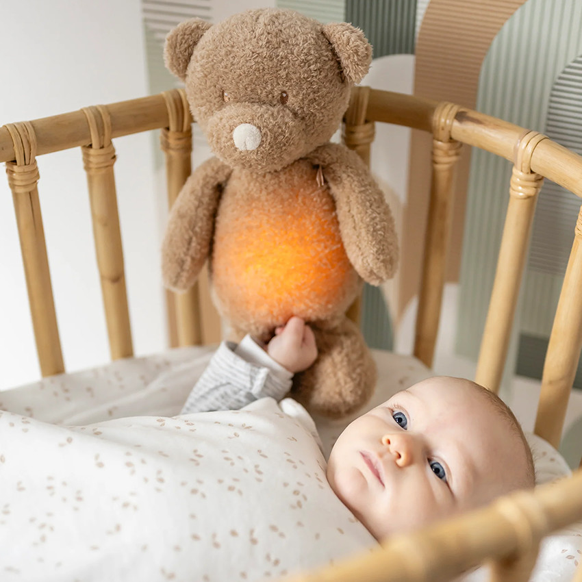 Veilleuse peluche Sleepy - Ours - Teddy Caramel - 19 cm 