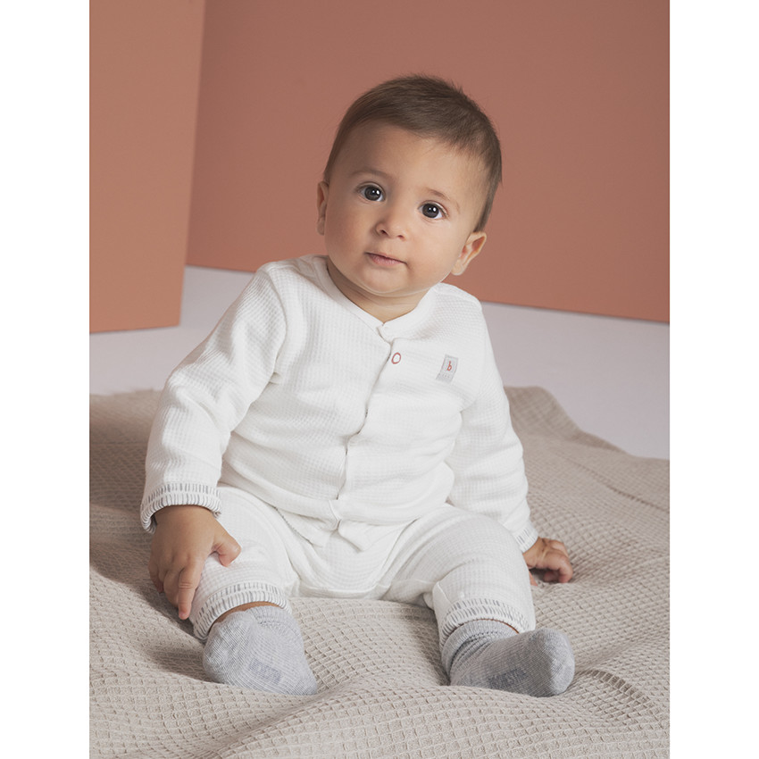 Ensemble pantalon et gilet pressionné en coton fantaisie 