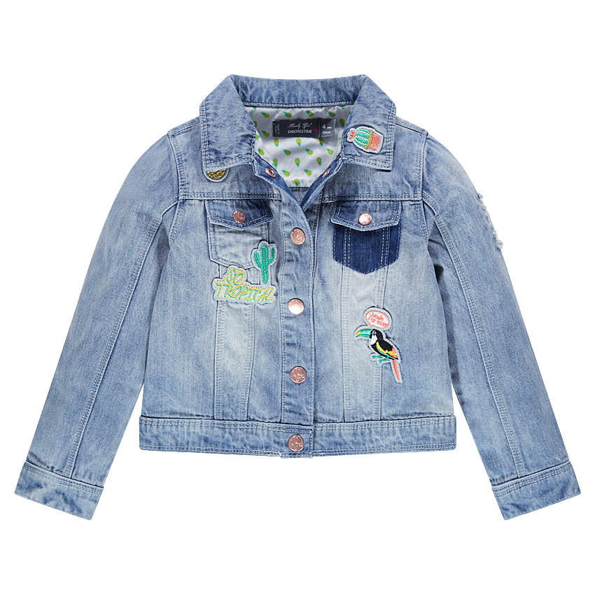Veste en jeans à badges fantaisie 