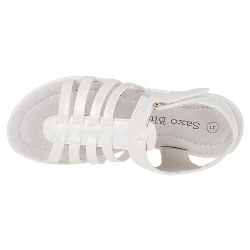 Nu-pieds blancs effet nacré du 24 au 27 