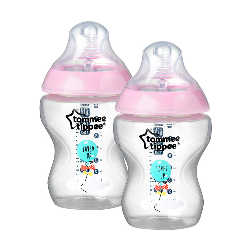 Lot de 2 biberons Closer to nature 260 ml - Déco rose 