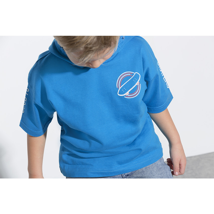 Sweat manches courtes léger à capuche print skate 