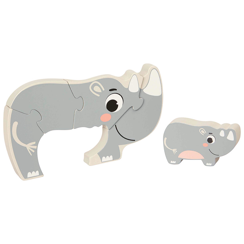 Puzzle rhinocéros et son bébé 5 pièces - Crazy colors 2.0 