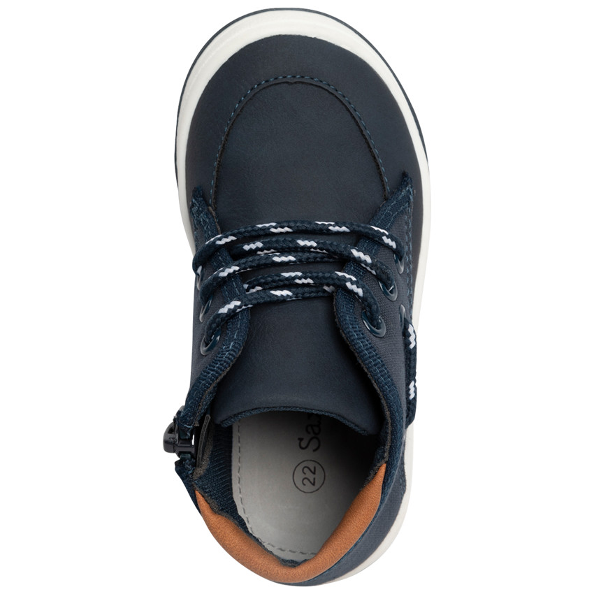 Bottillons bleus à lacets et zip pour bébé garçon 