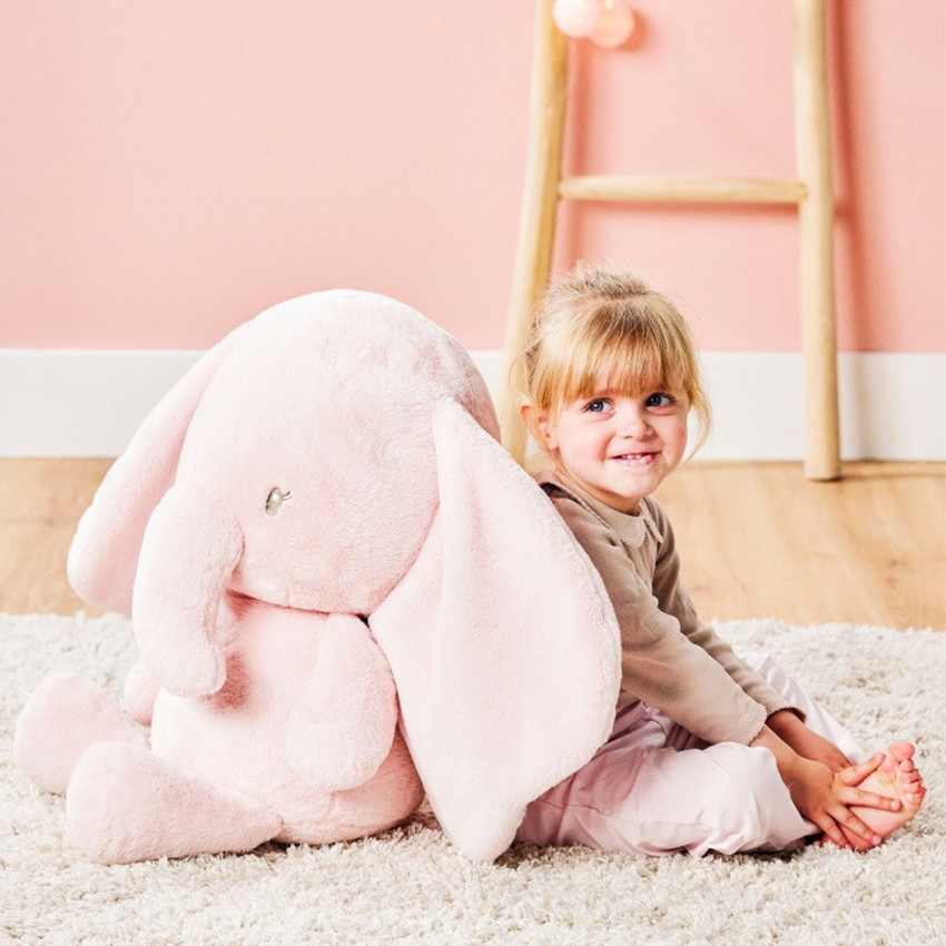 Peluche éléphant maxi - Fanfan -Rose - 60 cm 