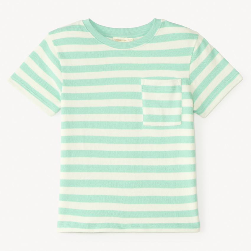 T-shirt manches courtes à rayures en éponge pour garçon