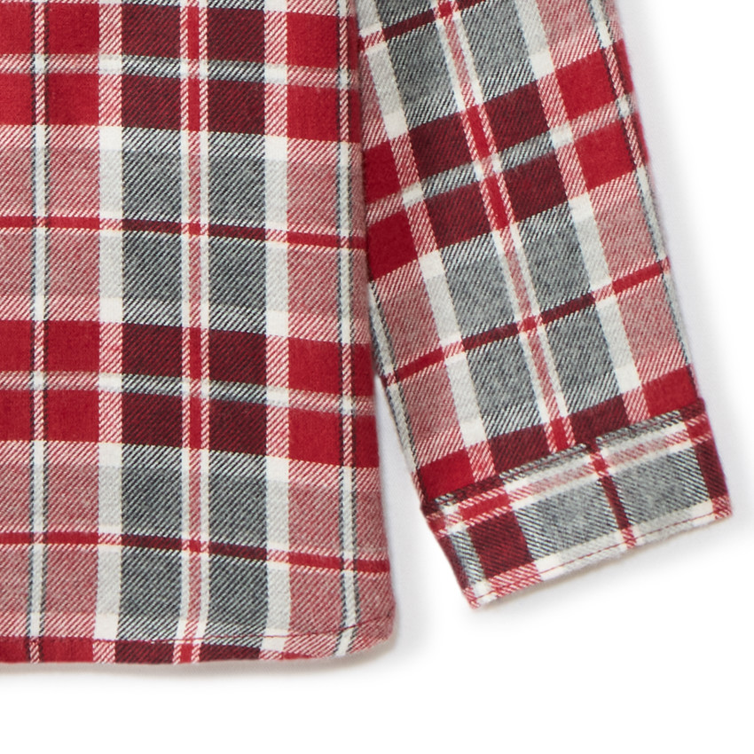 Chemise manches longues à carreaux et capuche pour bébé garçon 