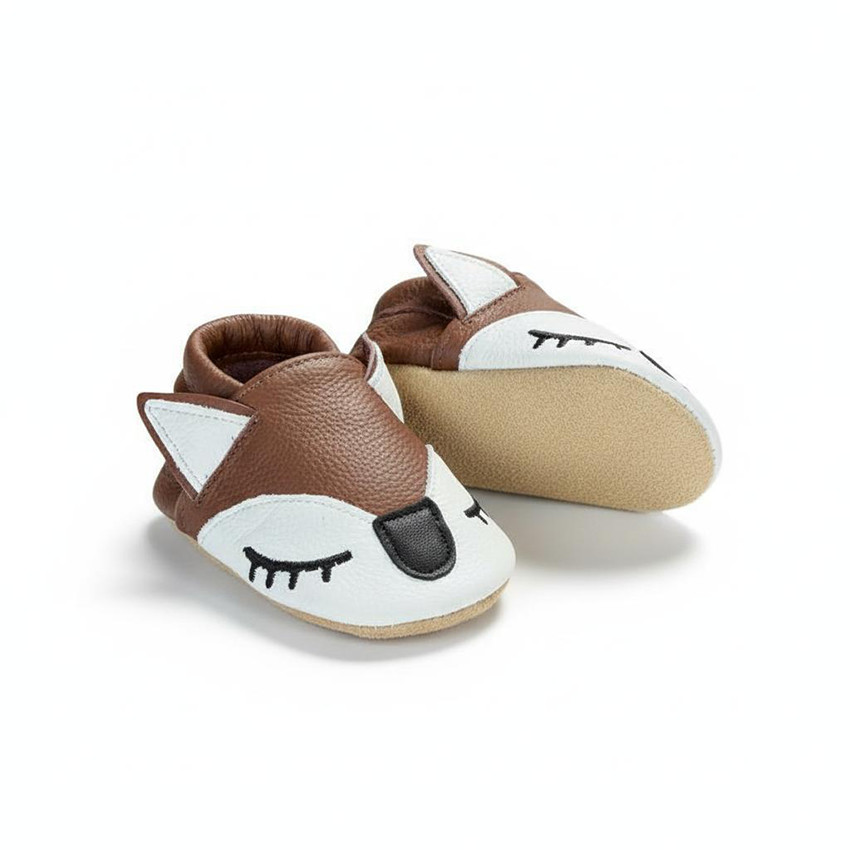 Chaussons bébé en cuir 0-6M Ragnar le renard marron
