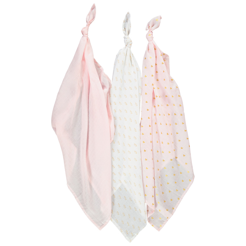 Lot de 3 langes en gaze de coton à motifs fantaisie   