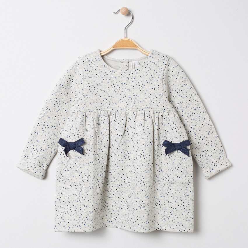 Robe manches longues imprimée all-over à noeuds 