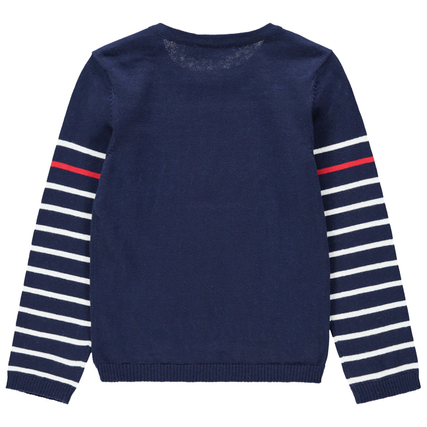 Pull en tricot esprit marinière avec noeud en sequins 