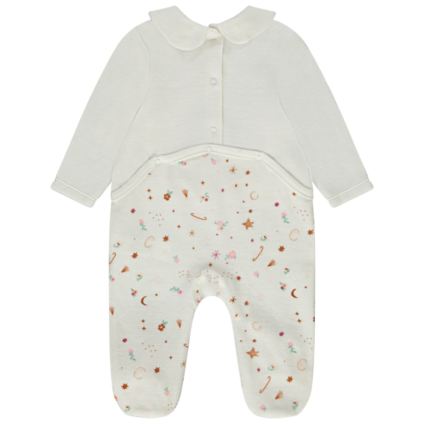 Dors-bien en velours imprimé fantaisie pour bébé fille 