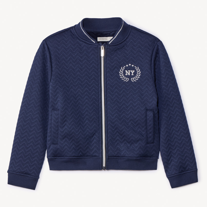 Gilet manches longues à col teddy et broderie pour fille