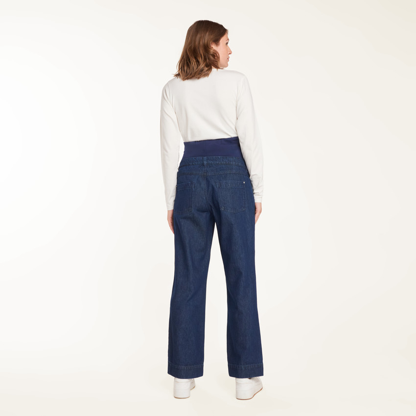 Jean à jambes larges future maman avec bandeau haut  