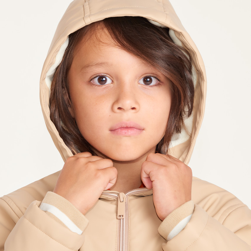 Parka gomme garçon doublée micropolaire avec capuche 