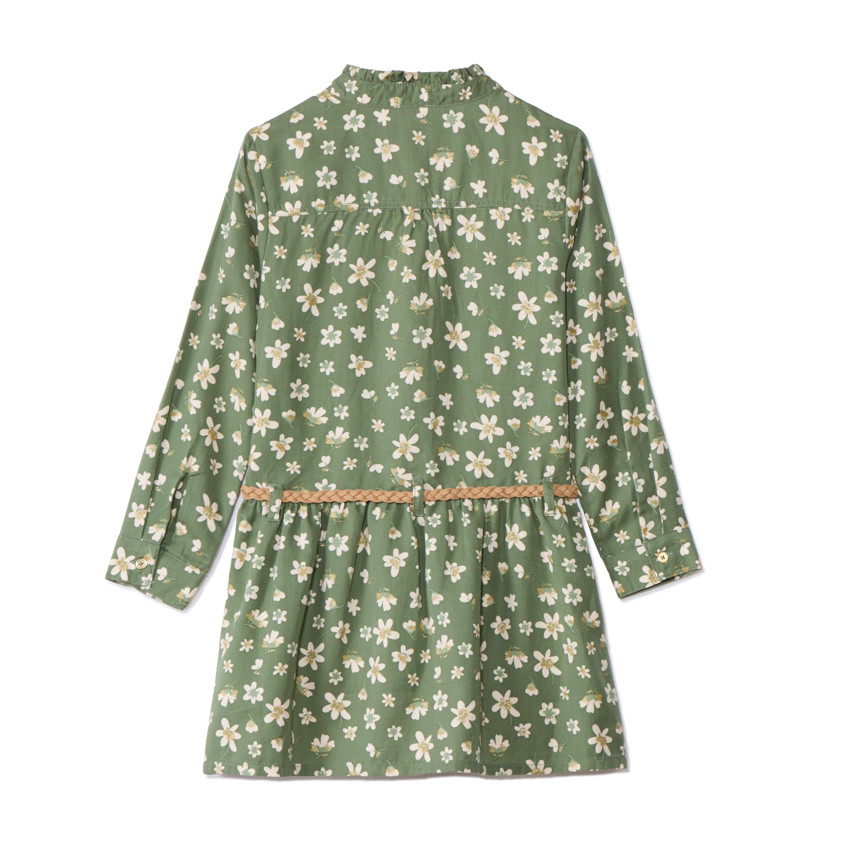 Robe manches longues style chemise imprimé pour fille 