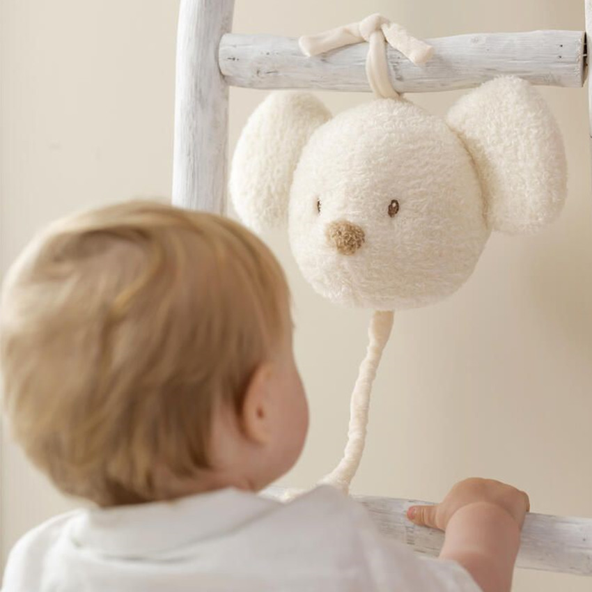 Peluche musicale - Souris Teddy - Ecru - 16 cm 