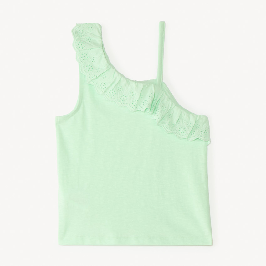 Débardeur à bretelles asymétriques et broderie anglaise pour fille 