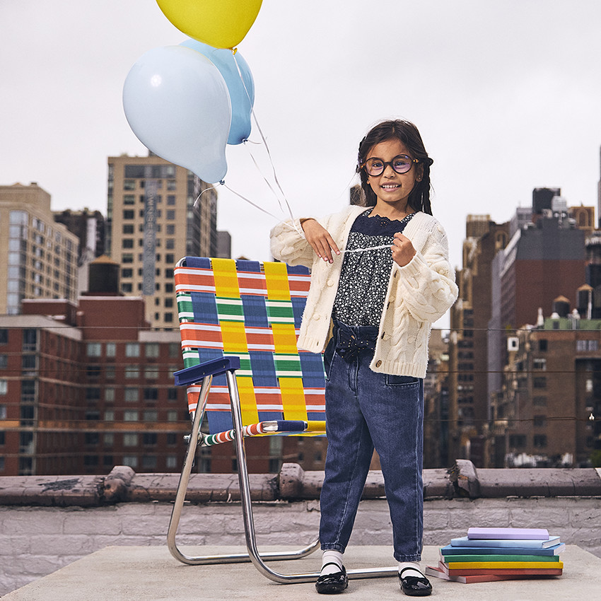 Jean paperbag en denim avec ceinture fantaisie pour fille 