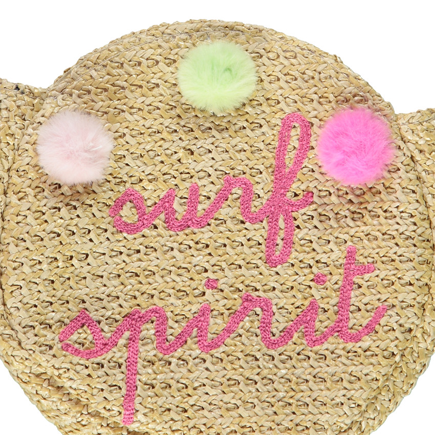 Sac bandoulière en crochet avec broderies et pompons pour fille 