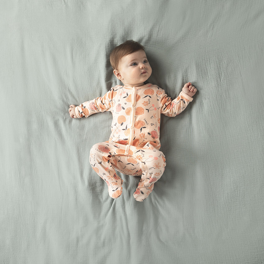 Lot de 2 dors-bien en jersey imprimé pêches pour bébé fille 