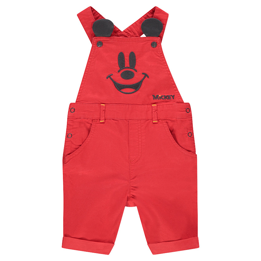 Salopette courte en coton avec Mickey brodé et oreilles en relief Disney 