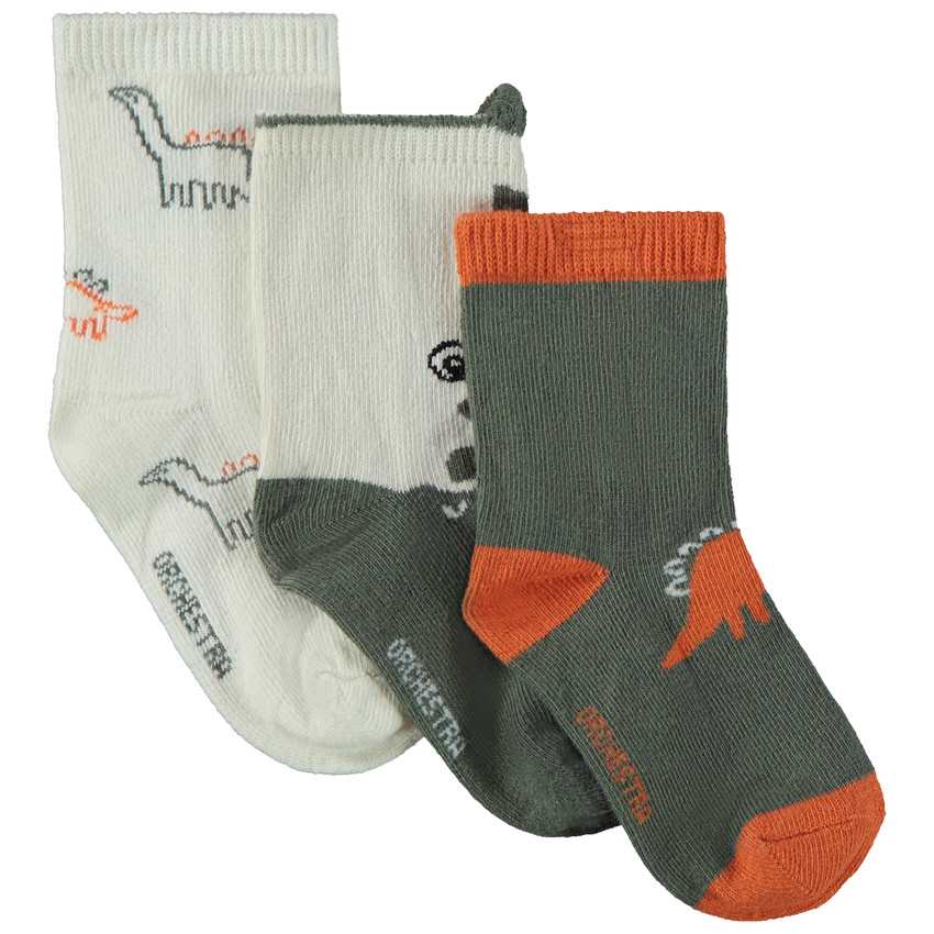 Lot de 3 paires de chaussettes dinosaures pour bébé garçon 