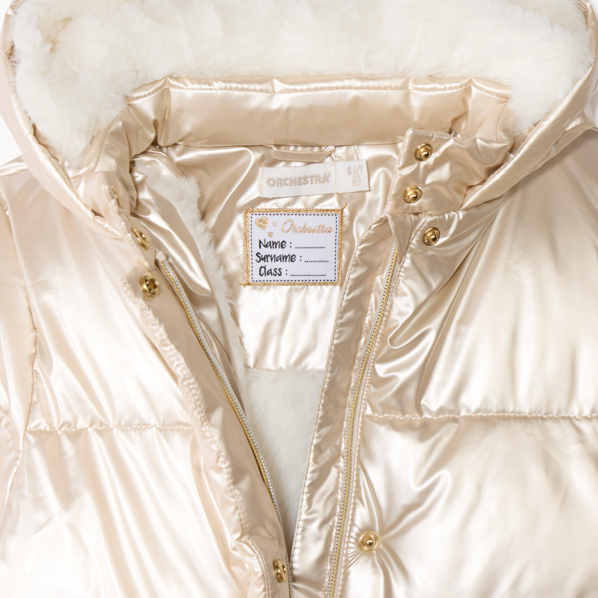 Doudoune à capuche en toile irisée doublée sherpa pour fille 