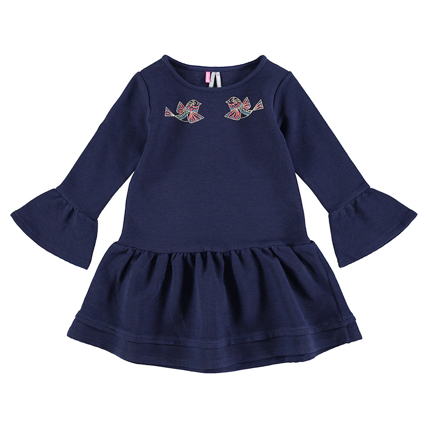 Robe en maille style ottoman avec oiseaux brodés 