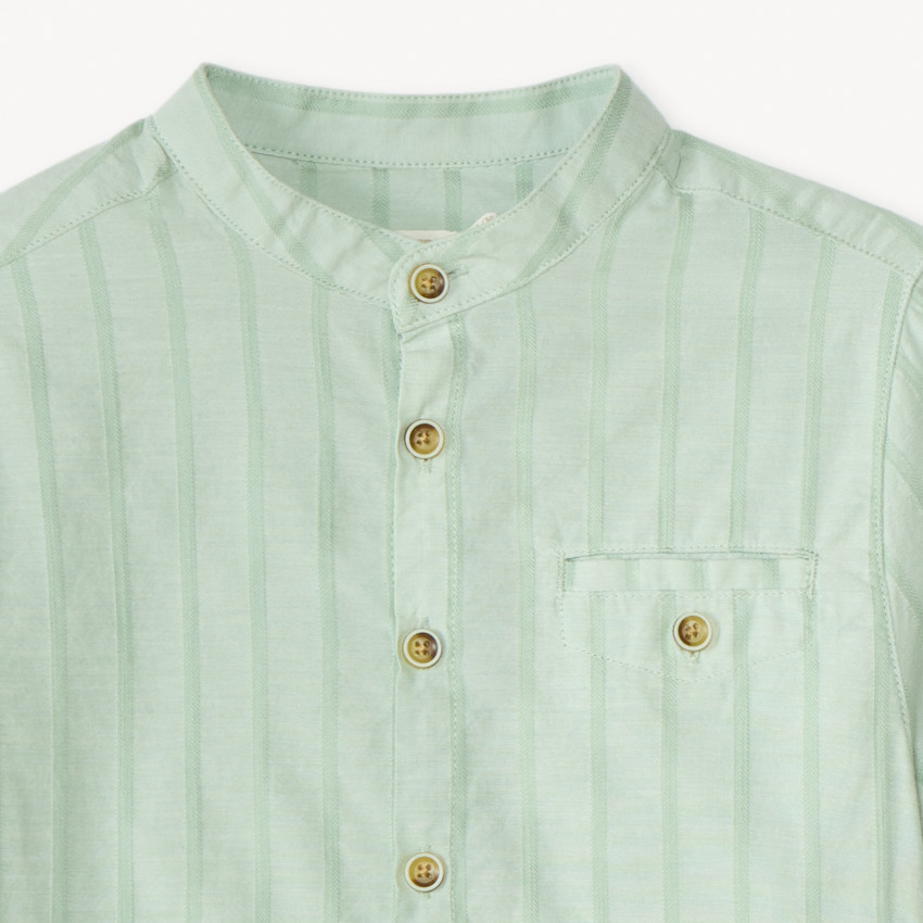Chemise manches courtes rayée col mao pour garçon 