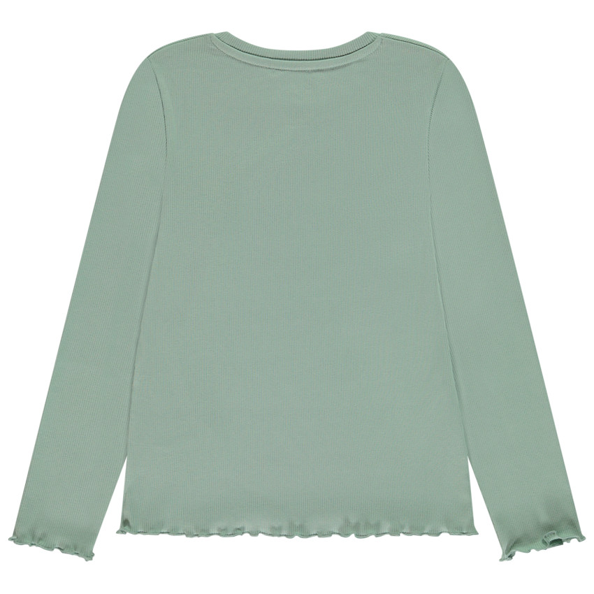 T-shirt manches longues côtelé broderie cœur doré pour fille 