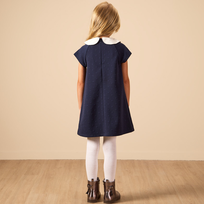 Robe manches courtes avec c urs en relief et col claudine pour fille Orchestra