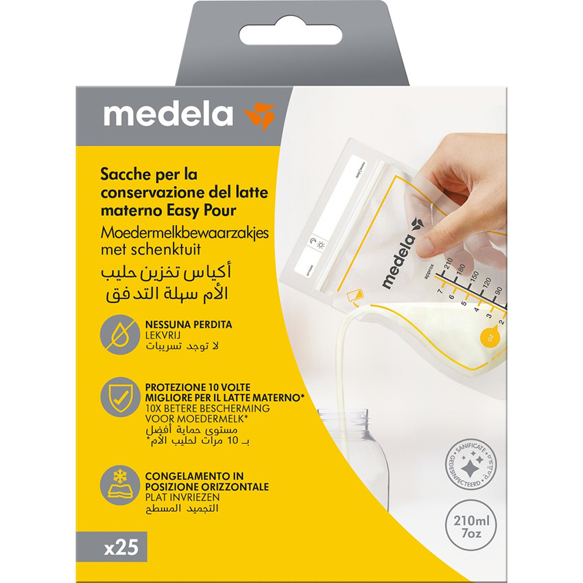Sachets de conservation pour lait maternel à versement facile 210ml - 25pcs - Transparent (Medela) - Image 1