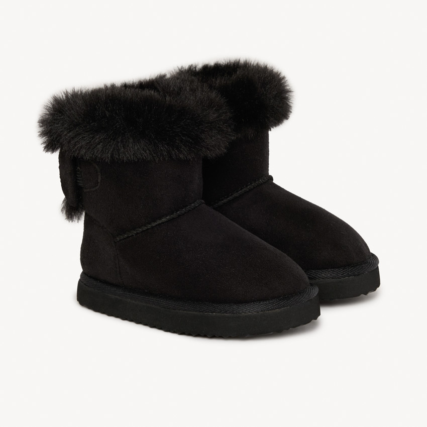 Bottines avec faussure fourrure et nœud pour fille