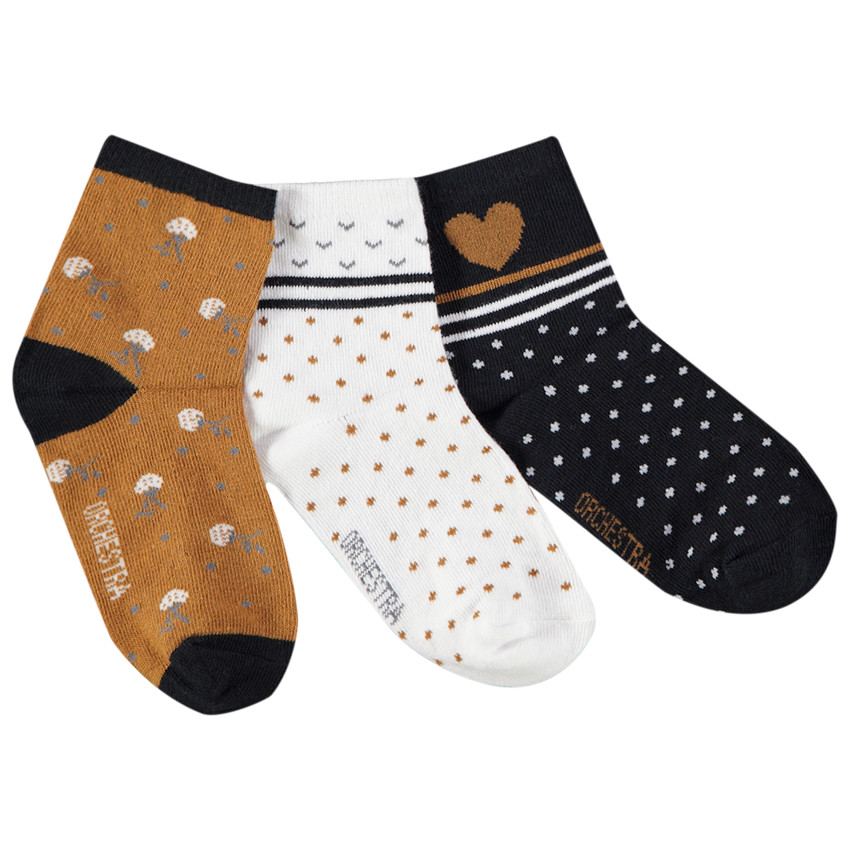 Lot de 3 paires chaussettes imprimés fantaisie pour fille 