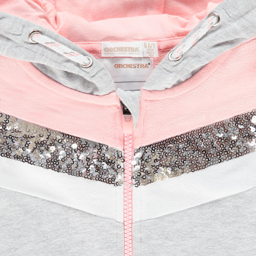 Gilet à capuche en molleton et sequins pour enfant fille 
