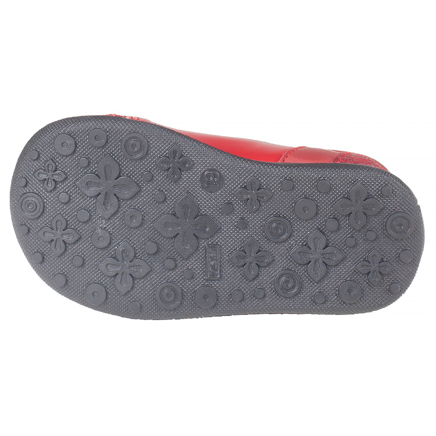 Bottillons rouges en cuir à lacets  