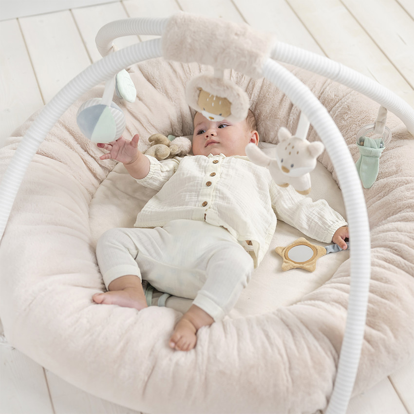 Tapis d'éveil pouf avec arches Ernest & Oli - Flo - Beige (Nattou) - Image 2