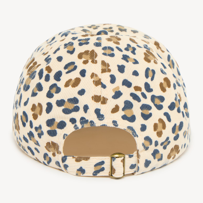 Casquette fille en velours côtelé imprimée léopard 