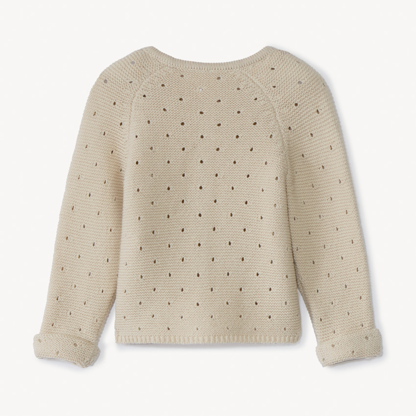 Gilet en tricot uni en maille pointelle effet ajouré pour bébé fille 