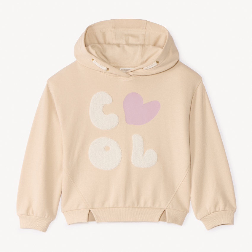 Sweat molleton oversize à capuche et patchs pour fille 