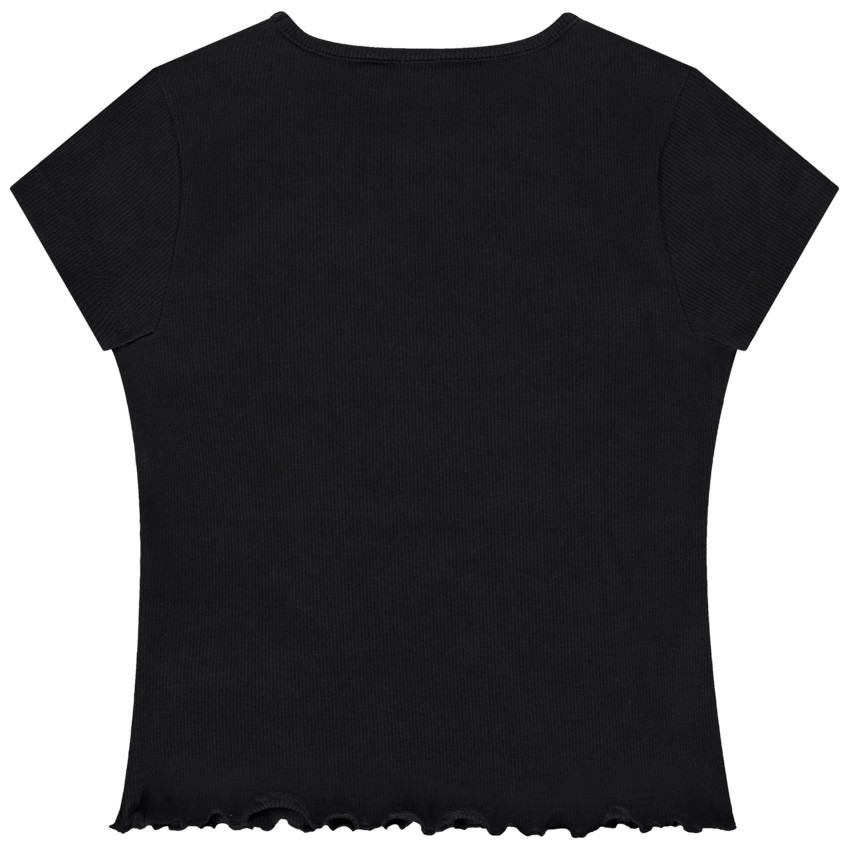 T-shirt manches courtes côtelé et ajouré pour fille 