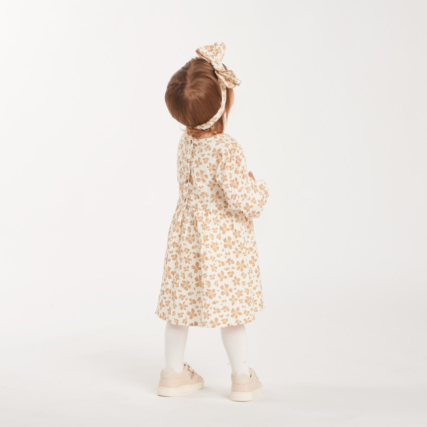 Ensemble robe et bandeau bébé fille imprimé léopard 
