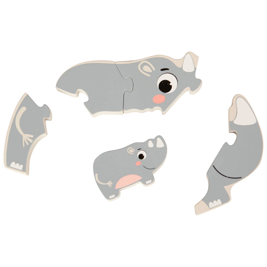 Puzzle rhinocéros et son bébé 5 pièces - Crazy colors 2.0 
