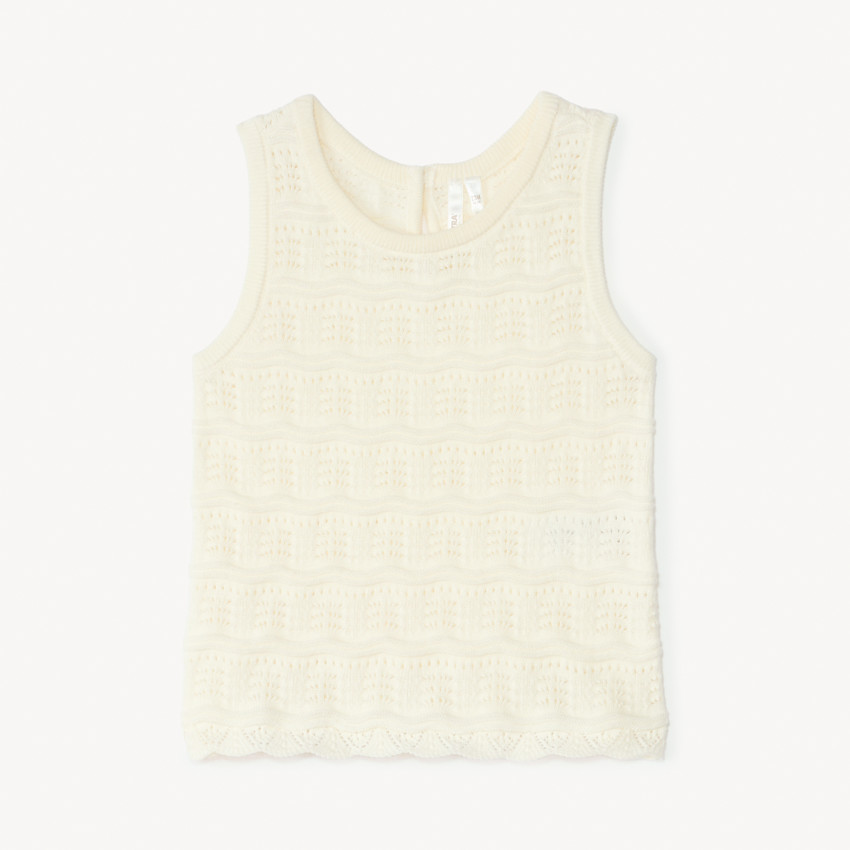 Débardeur uni en maille ajourée pour bébé fille