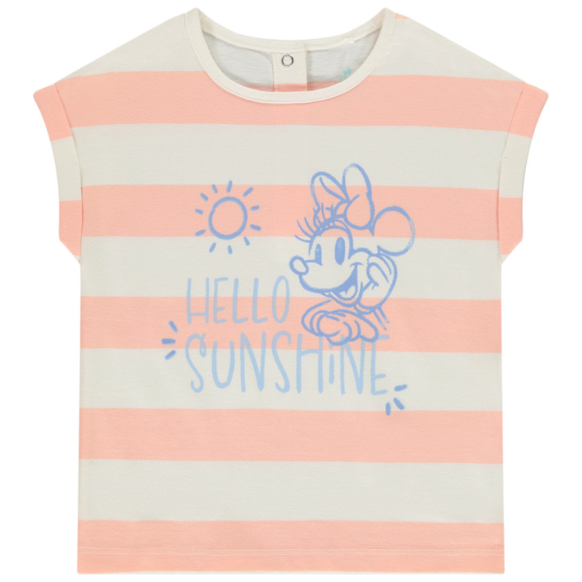 T-shirt manches courtes rayé print Minnie Disney pour bébé fille