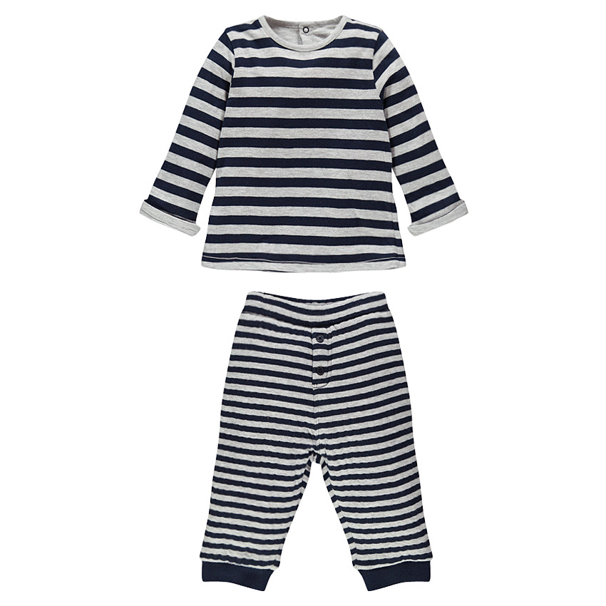 Ensemble tee-shirt réversible et pantalon rayé 