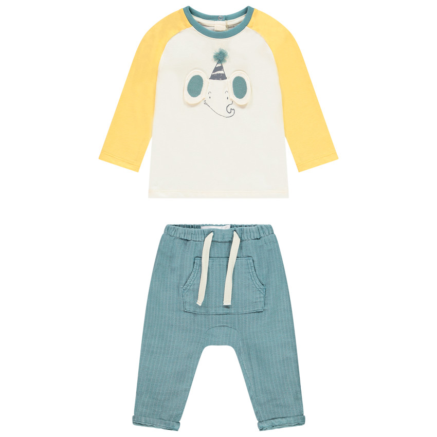 Ensemble t-shirt print éléphant et pantalon pour bébé garçon 