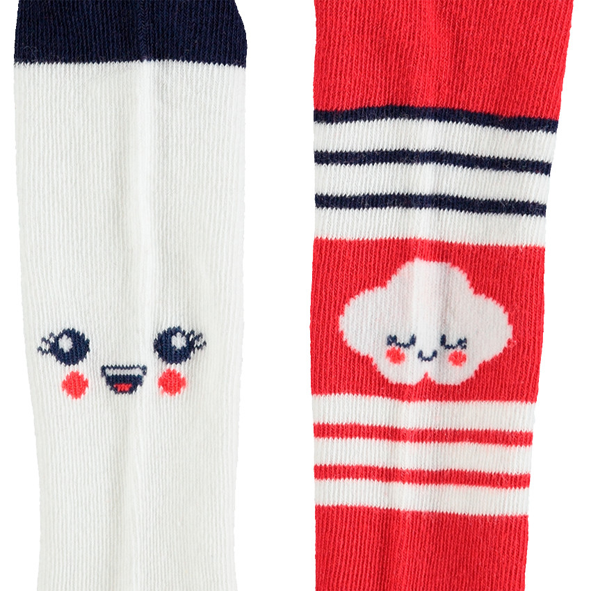 Lot de 2 collants épais avec motifs esprit manga en jacquard 